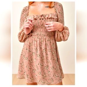 Reformation Floral Mini Dress in Pink and Green